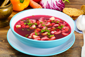 Soup from Beet, Tomatoes and Celery