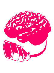 Connecting thinking brain power plug electronically smart electro funny cyborg socket extension pink female woman