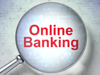 Finance concept: Online Banking with optical glass