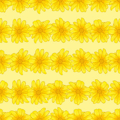 Seamless pattern of yellow flowers