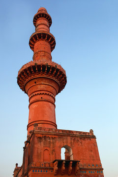 Famous Chand Minar tower at Daulatabat Fort in Maharashtra, India