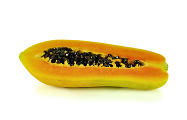 papaya close up isolated on white background