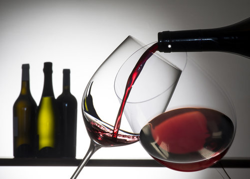 glasses with red wine