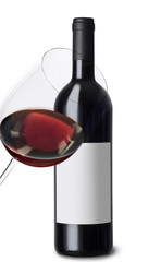 bottle and glass with red wine