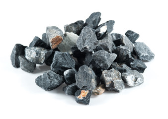 Fototapeta premium Pale of crushed stone isolated on white