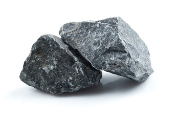 Pale of crushed stone isolated on white