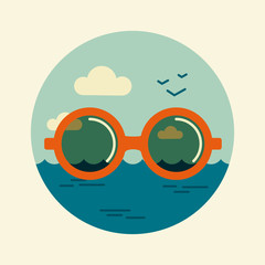 Sunglasses vector icon. Summer, Beach, Sun, Sea