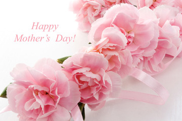 Mother's day card. Bouquet of pink carnations. 