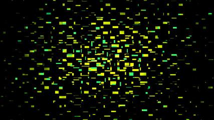 Fototapeta na wymiar Urban mosaic abstract pattern of yellow and green rectangles on a black background