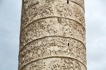 Column of Tajan . Roman triumphal column in Rome, Italy,