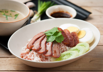 Chinese style roasted pork with rice