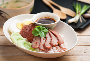Chinese style roasted pork with rice