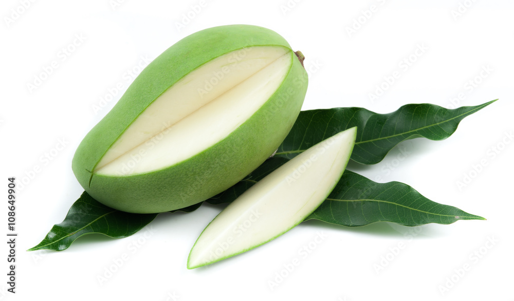 Canvas Prints fresh green mango on white background