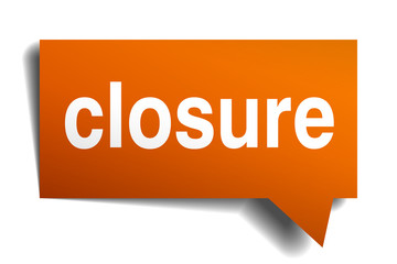 closure orange speech bubble isolated on white