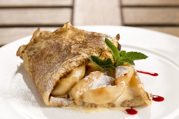 Apple Pancakes with Calvados sabayon 	
