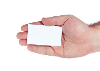 Hand and business card