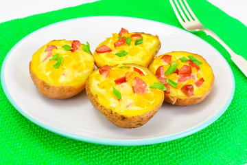 Potatoes Stuffed with Salami Sausage and Yellow Peppers