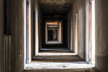 Fototapeta na wymiar hallway in abandoned building