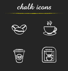 Coffee chalk icons set
