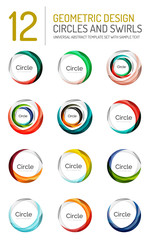 Set of abstract swirls and circles, logo collection