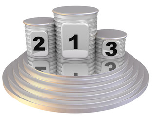 The podium of winners. Isolated. 3D Illustration