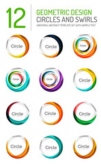 Geometric abstract circles and swirls icon set