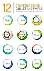 Set of abstract swirls and circles, logo collection