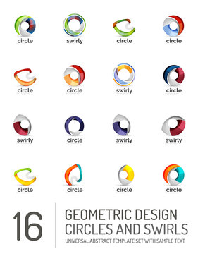 Geometric abstract circles and swirls icon set