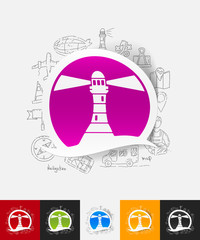 lighthouse paper sticker with hand drawn elements