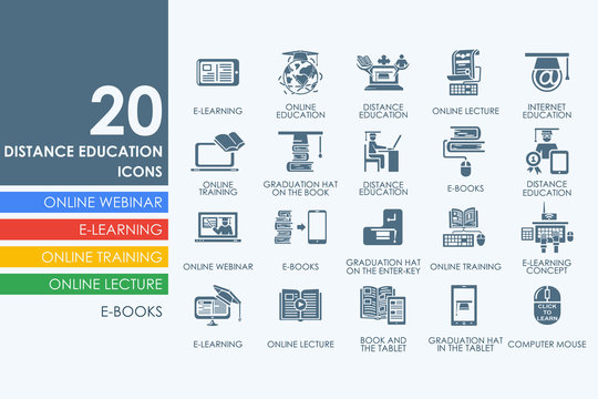 Set of distance learning icons