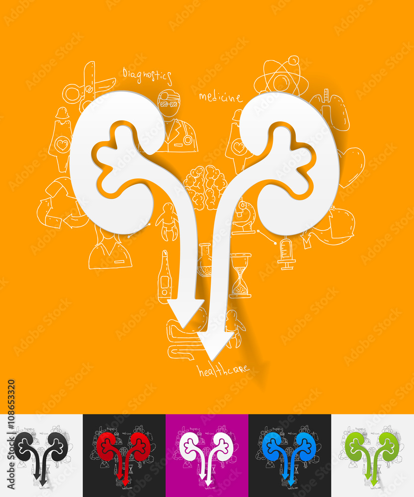 Canvas Prints kidneys paper sticker with hand drawn elements