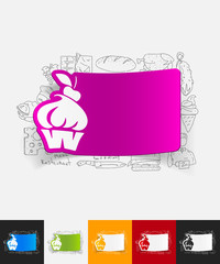 cake paper sticker with hand drawn elements