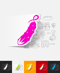 cucumber paper sticker with hand drawn elements