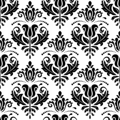 Seamless oriental black and white ornament in the style of baroque. Traditional classic vector pattern
