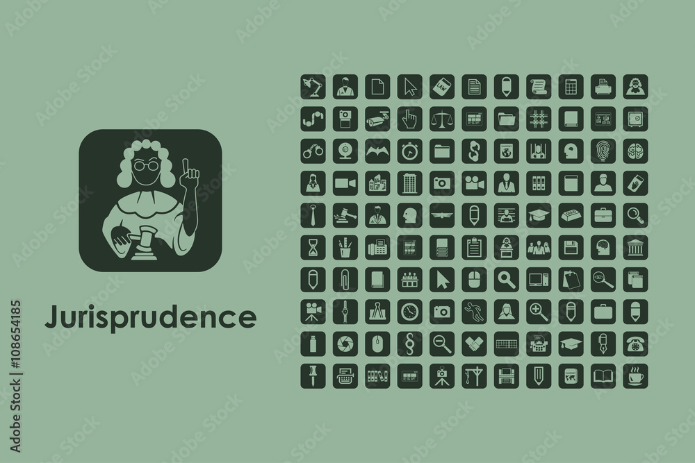 Poster set of jurisprudence simple icons