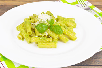 Penne Pasta with Pesto and Basil Sauce