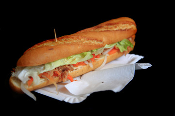 baguette on the black background