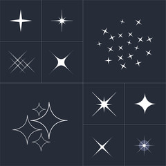 Big collection of sparkle vector. Sparkles white symbols. Sparkle star. Symbols sparkling stars. Set of sparkles star