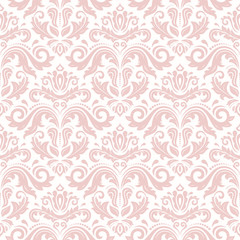 Seamless oriental ornament in the style of baroque. Traditional classic vector pink pattern