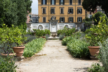 Fototapeta na wymiar Garden of Villa Borghese in Rome, Italy