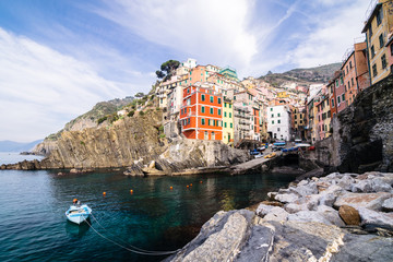 Fototapeta na wymiar Riomaggiore village of Cinque Terre in Liguria, Italy