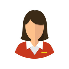 Young woman girl avatar. Isolated vector illustration.