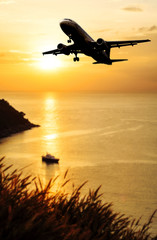 Airplane come down to the land