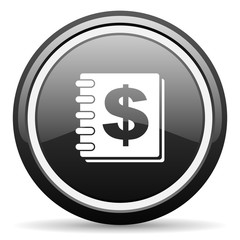 money black circle glossy web icon