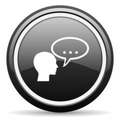 forum black circle glossy web icon