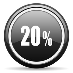 20 percent black circle glossy web icon