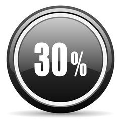 30 percent black circle glossy web icon