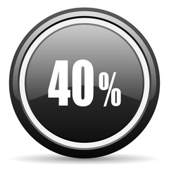 40 percent black circle glossy web icon