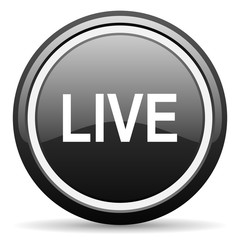 live black circle glossy web icon