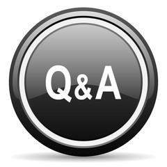 question answer black circle glossy web icon